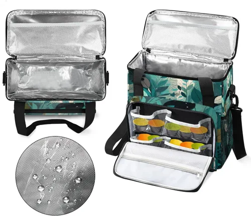 Miniatura 3 de Bolsa de viaje para cafetera, color turquesa, verde azulado, con hojas, bolsa de almacenamiento compatible con Keurig K-Mini o K-Mini Plus, ZZ