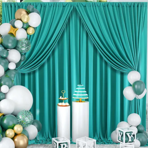 Miniatura 34 de Cortina de fondo azul bebé de 10 pies x 8 pies sin arrugas para fiesta, cortinas de fondo de poliéster azul para fotografías, decoraciones para baby