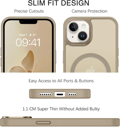 Miniatura 8 de BENTOBEN Funda magnética para iPhone 14 Plus, compatible con MagSafe, translúcida mate, esmerilada, delgada, ligera, a prueba de golpes
