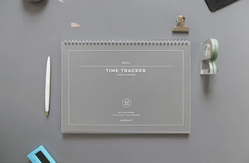 Miniatura 2 de PAPERIAN Believe TIME Tracker - Planificador de estudio sin fecha de tamaño A4, lista de tareas/programador (gris)