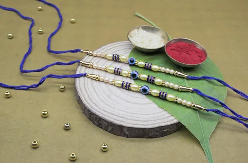 Miniatura 4 de Rakhi casero para hermano Bhaiya Raksha Bandhan Hilos sagrados con tarjeta de felicitación y bolsa de regalo El mal de ojo promueve la positividad