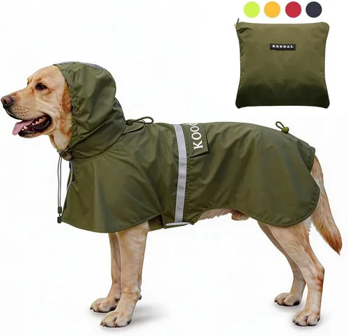 Impermeable para perros grandes, poncho impermeable para perros medianos y grandes, ropa impermeable (4XL, verde)