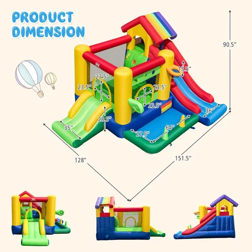 Miniatura 5 de BOUNTECH Casa inflable de rebote con pozo de bolas, castillo animoso 7 en 1 con toboganes dobles para niños pequeños a partir de 3 años, casa