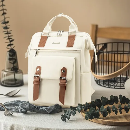Miniatura 6 de LOVEVOOK Mini mochila para mujer, Blanco (White-Brown), Mini mochila
