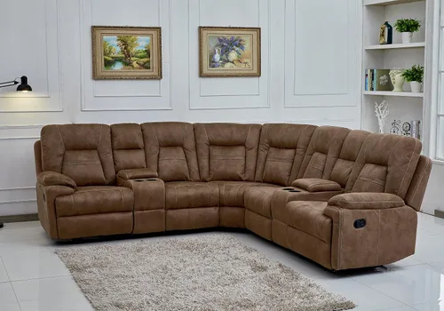Miniatura 3 de Betsy Furniture Sofá de sala de estar seccional reclinable de microfibra grande en Latte 8038