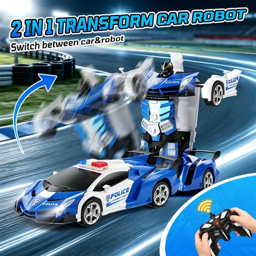 Miniatura 2 de FIGROL - Transform RC, auto-robot, control remoto, 2.4G, juguete, transformación de auto a robot con un botón y velocidad de derrape de 360, escala