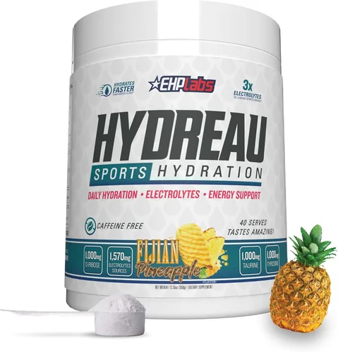 EHP Labs Hydreau Polvo de electrolitos sin azúcar - Polvo de hidratación para resistencia y energía, polvo de electrolitos para hombres y mujeres,