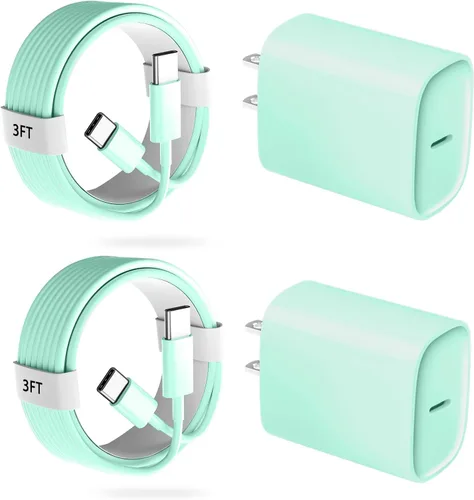 Miniatura 18 de Cargador para teléfono 17, 16, 15 Pro, carga rápida, 20 W, USB C, bloque de carga rápida con cargadores tipo C de 6.6 pies de largo, cable de carga