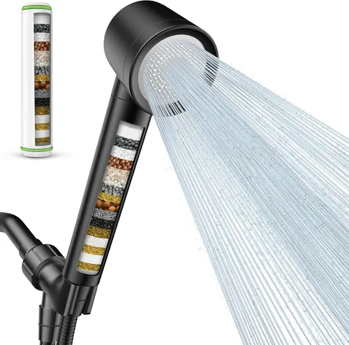 Miniatura 14 de Regadera con filtro y ducha de mano, caudal de agua a alta presión y múltiples modos de chorro, lavado potente para agua dura, interruptor de claro