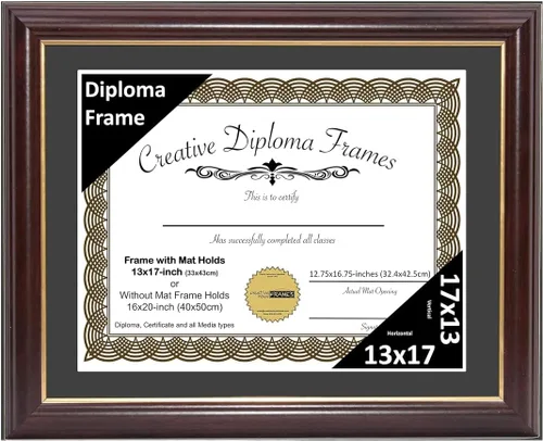 Miniatura 81 de Creative Picture Frames Marco para Diploma de Caoba con Borde Dorado de 12x16 pulgadas con Vidrio y Paspartú Negro y Colgadores de Pared Instalados