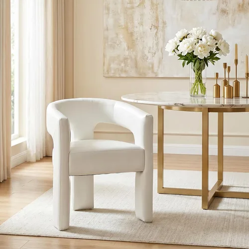 Miniatura 26 de Modernas sillas de comedor, silla de sherpa tapizada de terciopelo con respaldo, silla de tocador Boucle ensamblada cómoda para cocina, comedor