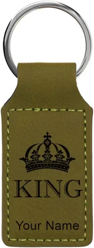 Miniatura 30 de Llavero rectangular, corona de rey, grabado personalizado incluido, Bambú
