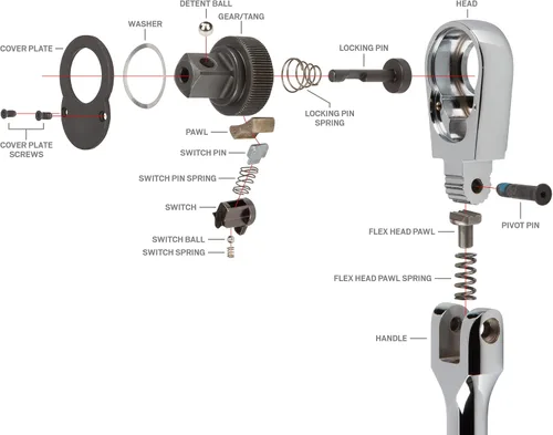 Miniatura 9 de TEKTON Trinquete de liberación rápida de 3/8 pulgadas x 12 pulgadas con cabeza flexible y mango curvo largo SRH33112
