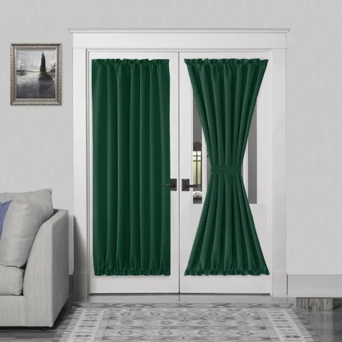 Miniatura 9 de DWCN Cortinas para puerta francesa: cortina térmica con bolsillo para barra para puertas con ventana de vidrio, puertas de cocina y patio