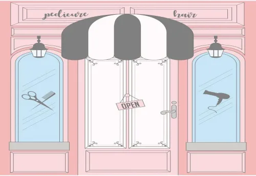 Miniatura 10 de AOFOTO Telón de fondo rosa de 5 x 3 pies, para peluquería, peluquería, peluquería, manicura, pedicura, spa, tienda de belleza, barbería, salón