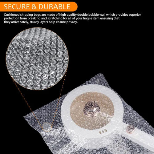 Miniatura 6 de 20 bolsas transparentes de burbujas, bolsas grandes de burbujas de 14 x 18 pulgadas para envío, doble bolsa de amortiguación de burbujas a prueba