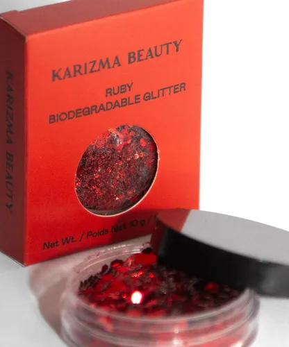 Miniatura 3 de KARIZMA Beauty - Purpurina gruesa biodegradable de rubí rojo con purpurina ecológica, 0.28 oz Sirena