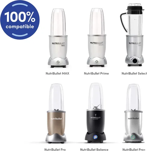 Miniatura 3 de Taza corta NutriBullet de 18 onzas con anillo de borde estándar, transparente/gris (NBM-U0269)