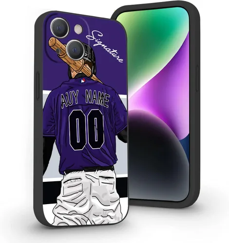 Miniatura 14 de Estuche de Béisbol Personalizado con Nombre y Número de Liquid Silicone para iPhone 17 Air 16 15 Pro Max 14 13 Mini 12 11 Xs Xr SE3 8 7 6 Plus