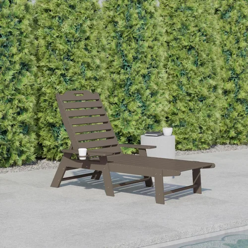 Miniatura 2 de Flash Furniture Monterey Tumbona Adirondack ajustable con soporte para tazas, silla de descanso de polietileno de alta densidad para todo