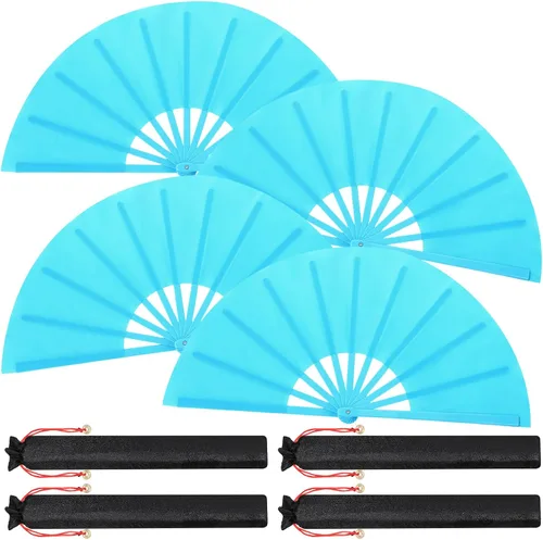 Miniatura 60 de Maitys Paquete de 2 ventiladores de mano plegables grandes de 13 pulgadas, ventiladores chinos de mano grandes para baile de línea, Tai Chi