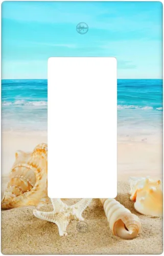 Miniatura 19 de Cubierta para interruptor de luz, diseño de conchas marinas en la playa, placas de pared de 2 bandas, 1 paquete