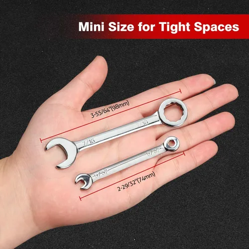 Miniatura 4 de SPEEDWOX Juego de llaves mini SAE, 10 piezas, abierto/extremo de caja, hechas de acero de alto carbono, tratadas térmicamente para mayor resistencia