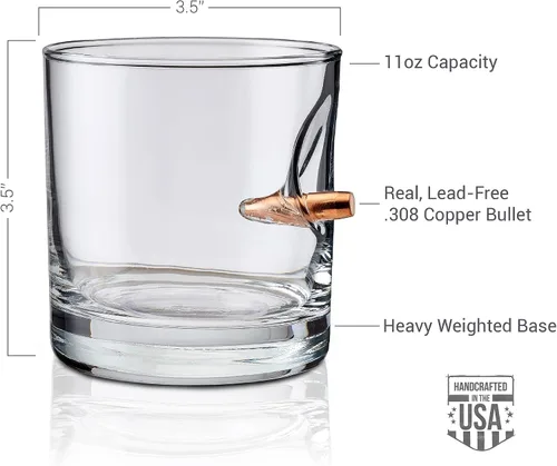 Miniatura 3 de BenShot Vaso Rocks con Bala Real .308 - 11 oz Fabricado en los Estados Unidos