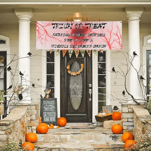 Miniatura 2 de Cartel personalizado de Feliz Halloween para fiesta, añade tu texto en la pancarta, decoraciones de Halloween personalizadas para interiores