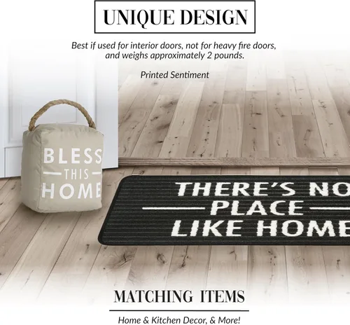 Miniatura 4 de Pavilion Gift Company 72151 Bless This Home - Tope para puerta, 5 x 6 pulgadas, gris, bronceado, beige y blanco