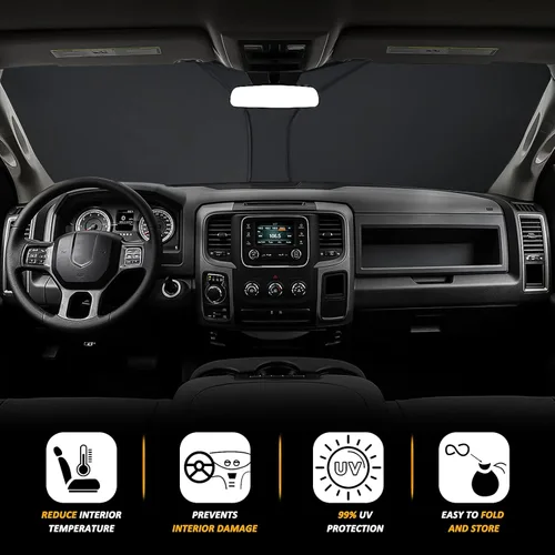 Miniatura 3 de D-Lumina - Parasol plegable para parabrisas para Dodge Ram 1500 2009-2018, protector de sol frontal que bloquea los rayos UV, accesorios para Plata