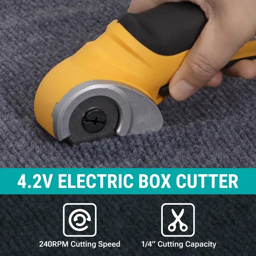 Miniatura 3 de VLOXO Tijeras eléctricas inalámbricas, cortador de caja eléctrico con bloqueo de seguridad, cortador de cartón de 4.2 V, herramientas de corte
