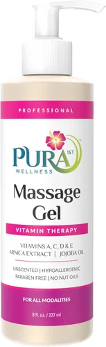 Vitamin Therapy - Gel de masaje profesional de 8 onzas líquidas, terapia de masaje, tejido profundo, sin perfume, ingredientes naturales,