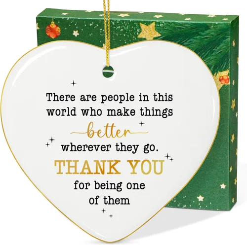 Miniatura 12 de TEEZWONDER Regalos para compañeras de trabajo y amigas - Adornos navideños de cerámica 2025 para decorar el árbol - Regalo de Navidad y cumpleaños