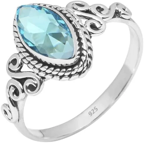 Miniatura 31 de Anillo de plata de ley 925 con piedras preciosas para mujeres y niñas, hecho a mano, anillo de promesa de piedras preciosas naturales, regalo
