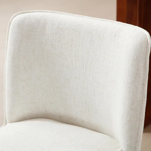 Miniatura 5 de chairus Juego de 4 sillas de comedor de granja, cómodas sillas de cocina tapizadas de tela de lino, sillas de comedor de madera marrón nogal