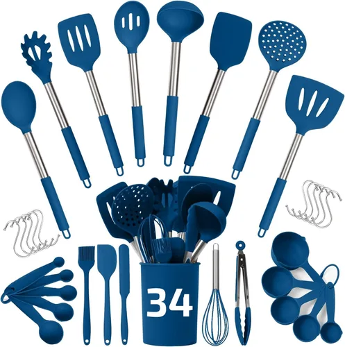 Miniatura 14 de Juego de utensilios de cocina de silicona - Culinary Couture 24 piezas de utensilios de cocina blancos para ollas y sartenes antiadherentes - Juego