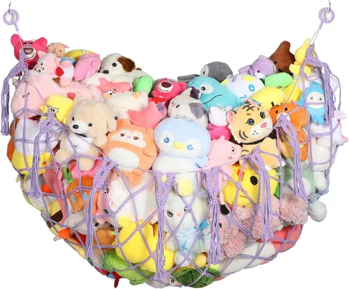 Miniatura 10 de YECAYE Red de animales de peluche, hamaca para decoración de habitación, mejorada de 60 pulgadas para todos los organizadores de muñecas de peluche