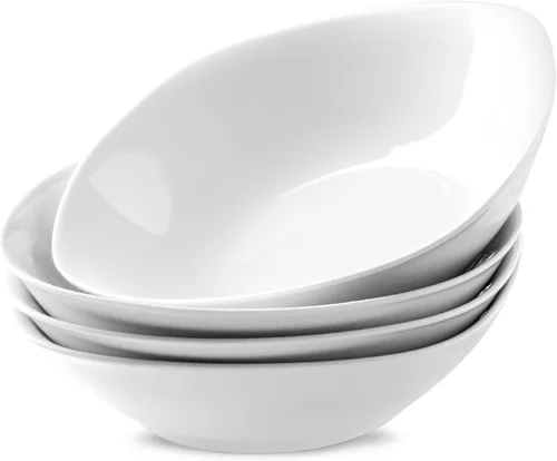 Miniatura 8 de Juego de 4 platos redondos de 10.5 pulgadas, platos de cerámica blanca para cena, ensalada, aperitivo y postre, microondas, vajilla apta