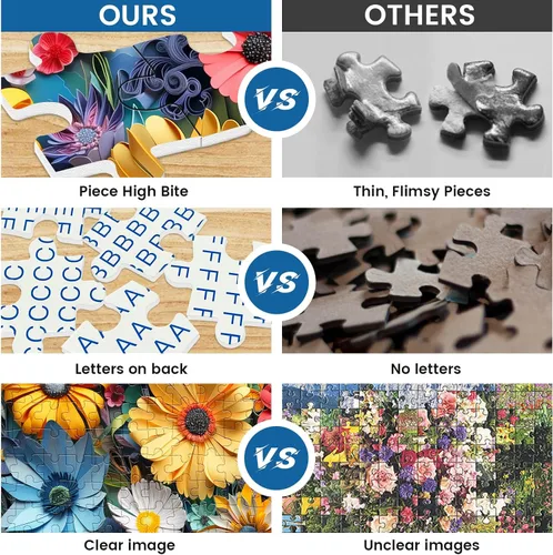 Miniatura 4 de Rompecabezas de 300 piezas para adultos Rompecabezas de piezas grandes de flores coloridas Rompecabezas de cartón reciclado de 300 piezas