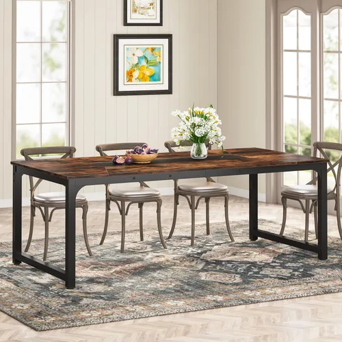 Miniatura 11 de Tribesigns Mesa de comedor de 63 x 31.5 pulgadas, mesa de cocina industrial para 4-6 personas, mesa de comedor rectangular para comedor, cocina