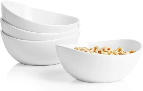 Miniatura 11 de Sweese Juego de 4 cuencos de porcelana de 5 pulgadas, 10 onzas, para postre, helado, sopa, arroz y frutas, aptos para microondas, lavavajillas