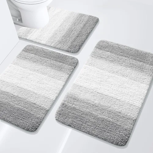 Miniatura 29 de Arotive - Juego de alfombras de baño de 3 piezas, alfombras de baño extra suaves y absorbentes, alfombrillas de baño lavables a máquina y que se