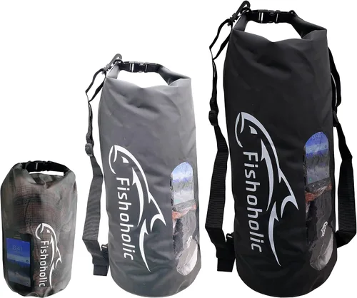 Miniatura 8 de Fishoholic Bolsa seca – Bolsas de equipo impermeables – Broche a prueba de fallas – Hecho resistente y duradero para kayak, barco, pesca, BLK