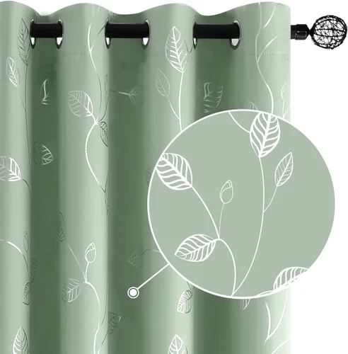 Miniatura 73 de BUHUA - Cortinas opacas blancas, cortinas plateadas, juego de 2 paneles de cortinas con ojales para dormitorio, elegante tratamiento de ventana