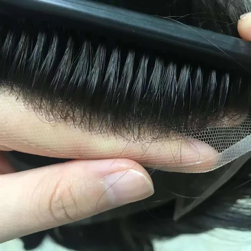 Miniatura 5 de N.L.W. NLW Hollywood Toupee para hombre Piezas de pelo europeo virgen sistema de reemplazo de cabello humano para hombres 10 x 8 pulgadas