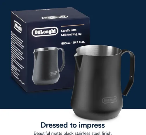 Miniatura 5 de De'Longhi Jarra espumadora de leche, acero inoxidable negro mate, 17 onzas