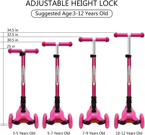 Miniatura 2 de ChromeWheels Patinetes Plegables para Niños, Patinete Deluxe con 4 Alturas Ajustables, Límite de Peso 132 libras, 3 Ruedas, Inclínate para Dirigir #