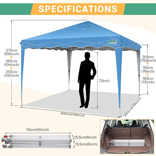 Miniatura 187 de COBIZI Tienda de campaña desplegable de 6.6 x 6.6 pies, toldo resistente, fácil de instalar, impermeable, para exteriores, fiestas, playa, jardín