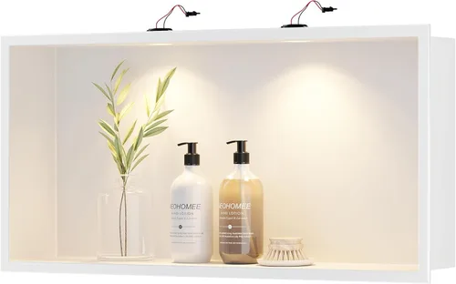 Miniatura 13 de Neodrain Nicho de ducha con luz LED no regulable, nicho empotrado integrado de pared para almacenamiento en el baño, no necesita azulejos, nicho